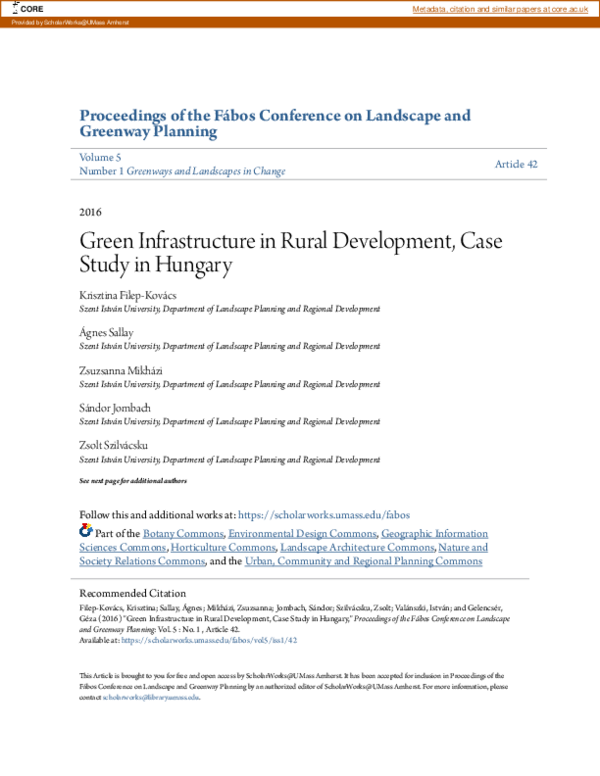 (PDF) Green Infrastructure in Rural Development, Case Study in Hungary
