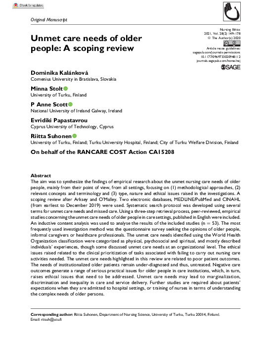 (PDF) Unmet care needs of older people: A scoping review