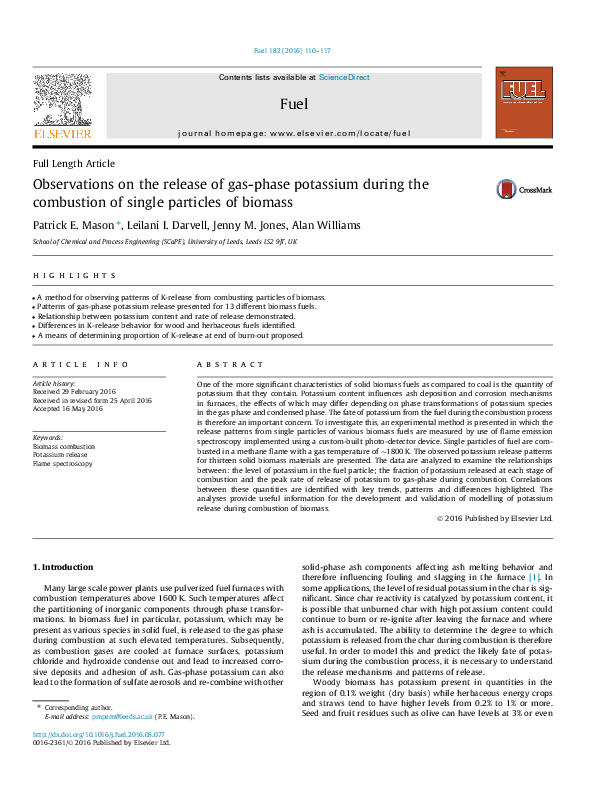 (PDF) Observations on the release of gas-phase potassium during the ...