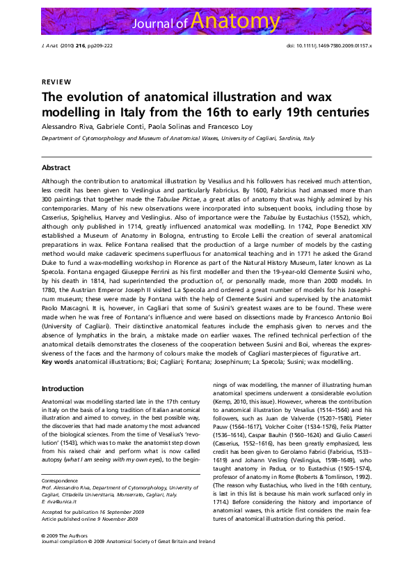 (PDF) The evolution of anatomical illustration and wax modelling in ...