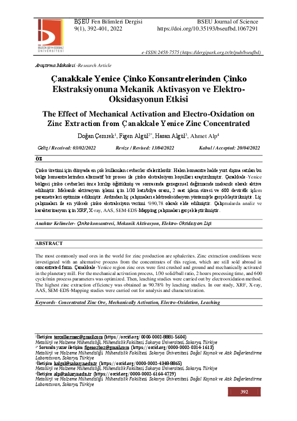 (PDF) The Effect of Mechanical Activation and Electro-Oxidation on Zinc ...