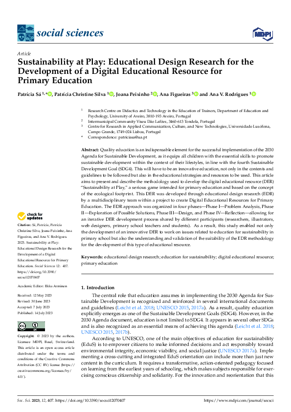 (PDF) Sustainability at Play: Educational Design Research for the ...