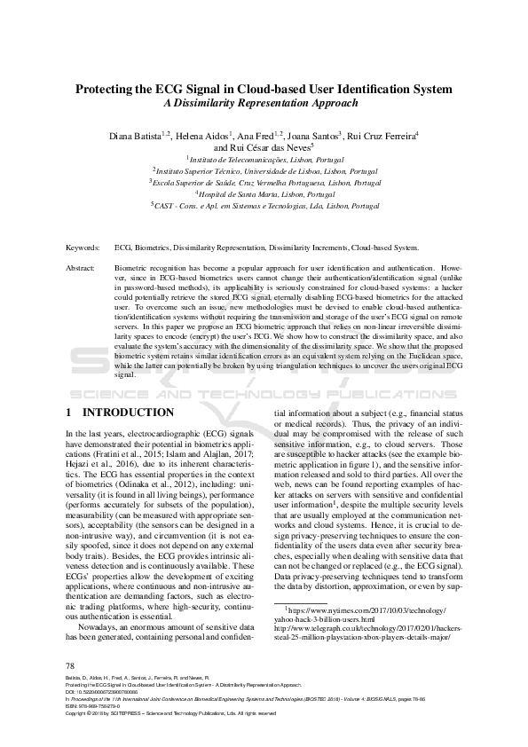 (PDF) Protecting the ECG Signal in Cloud-based User Identification System