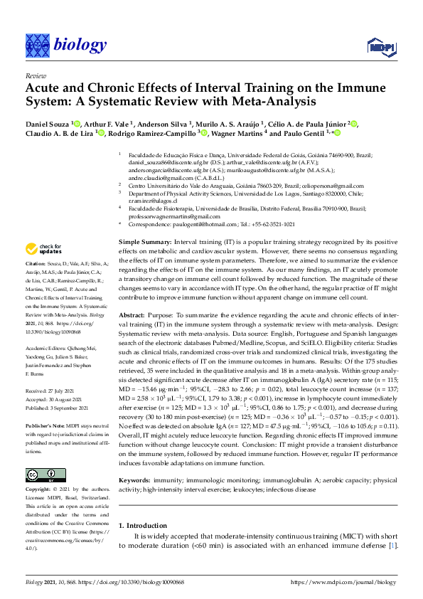(PDF) Acute and Chronic Effects of Interval Training on the Immune ...