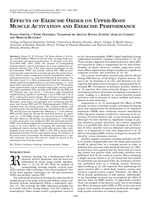 (PDF) Effects of Exercise Order on Upper-Body Muscle Activation and ...