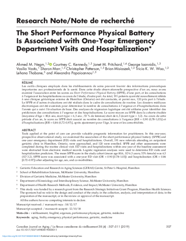 (PDF) The Short Performance Physical Battery Is Associated with One ...