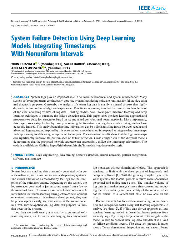 (PDF) System Failure Detection Using Deep Learning Models Integrating ...