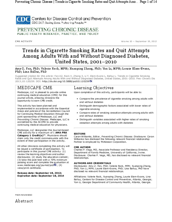 (PDF) Trends in Cigarette Smoking Rates and Quit Attempts Among Adults ...