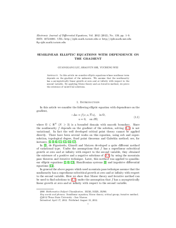 (PDF) Sign-Changing Solutions for Semilinear Elliptic Equations with ...