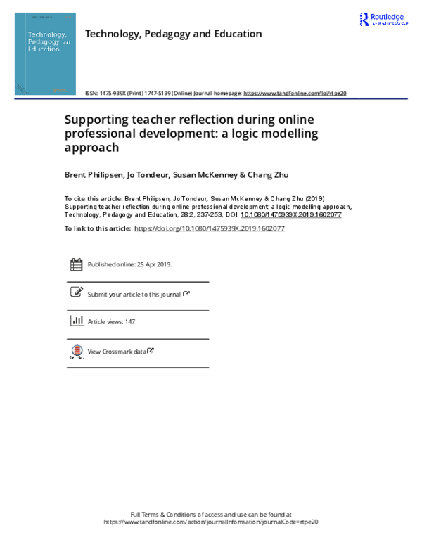 (PDF) Supporting teacher reflection during online professional ...