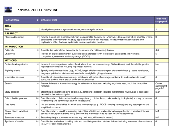 (PDF) PRISMA 2009 checklist -Supplemental material for Stroke care in ...