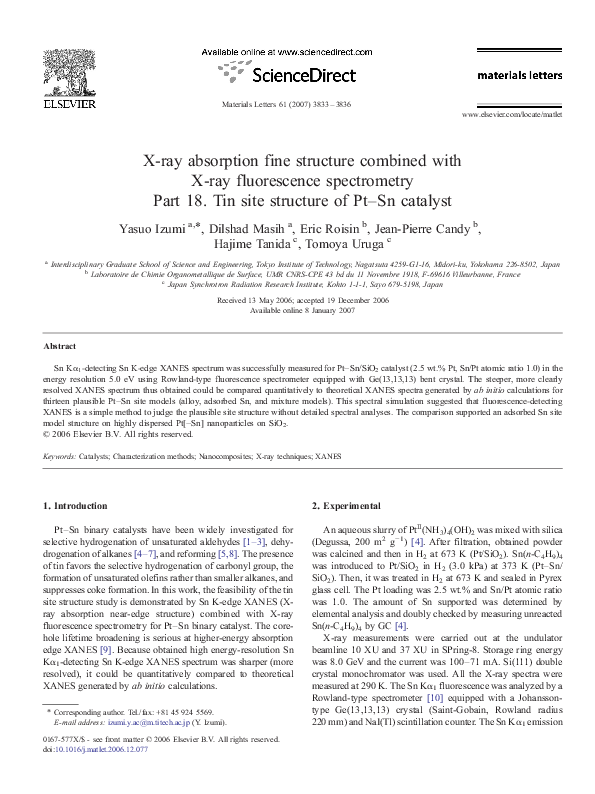 (PDF) X-ray absorption fine structure combined with X-ray fluorescence ...