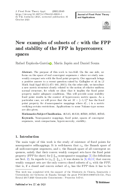 (PDF) New examples of subsets of c with the FPP and stability of the ...