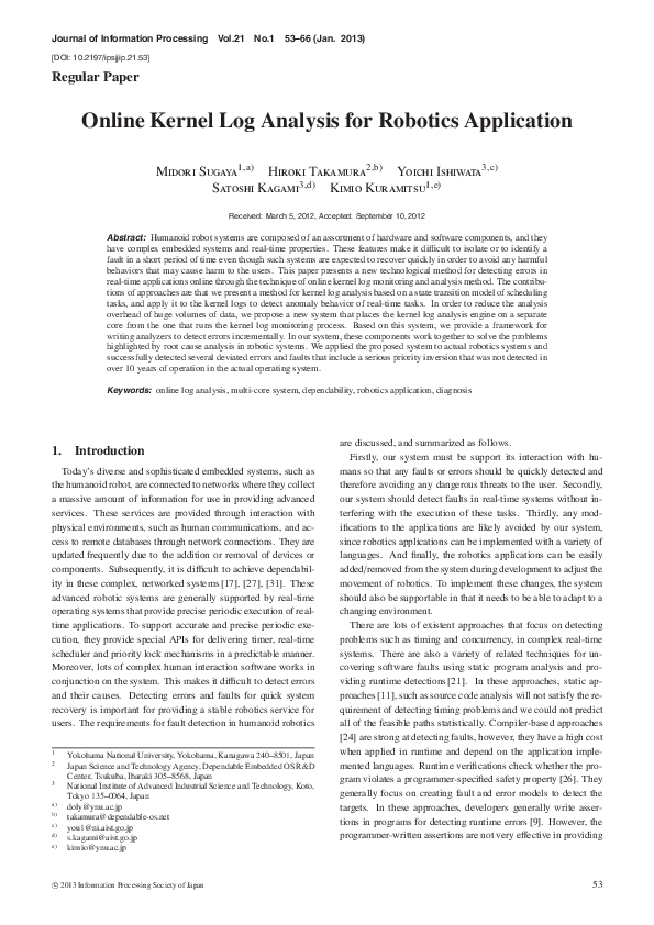 (PDF) Online Kernel Log Analysis for Robotics Application