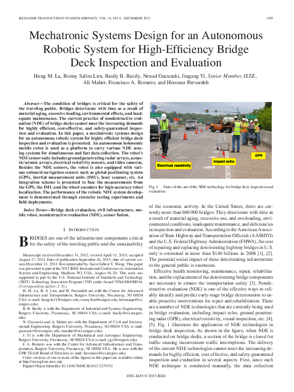 (PDF) Mechatronic Systems Design for an Autonomous Robotic System for ...