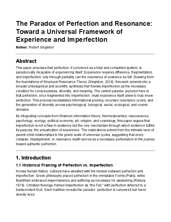 (PDF) The Paradox of Perfection and Resonance: Toward a Universal ...