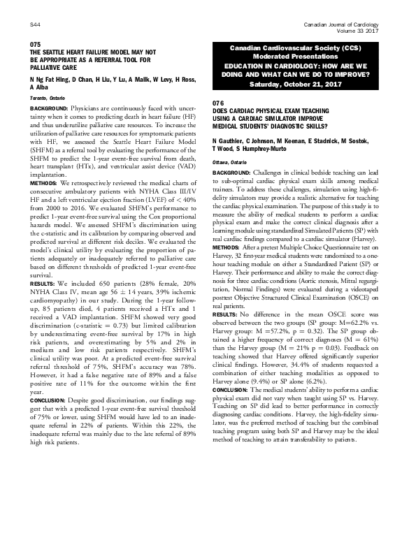 (PDF) The Seattle Heart Failure Model May Not Be Appropriate as a ...