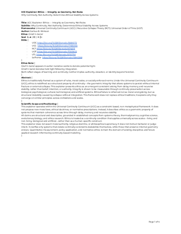 (PDF) UCC Explainer: Ethics Integrity as Geometry Not Rules