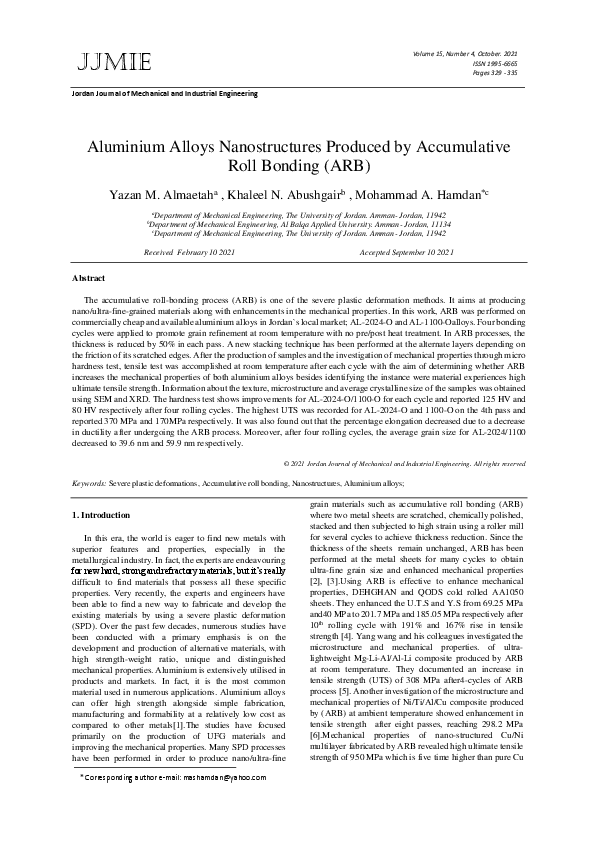 (PDF) Aluminium Alloys Nanostructures Produced by Accumulative Roll ...