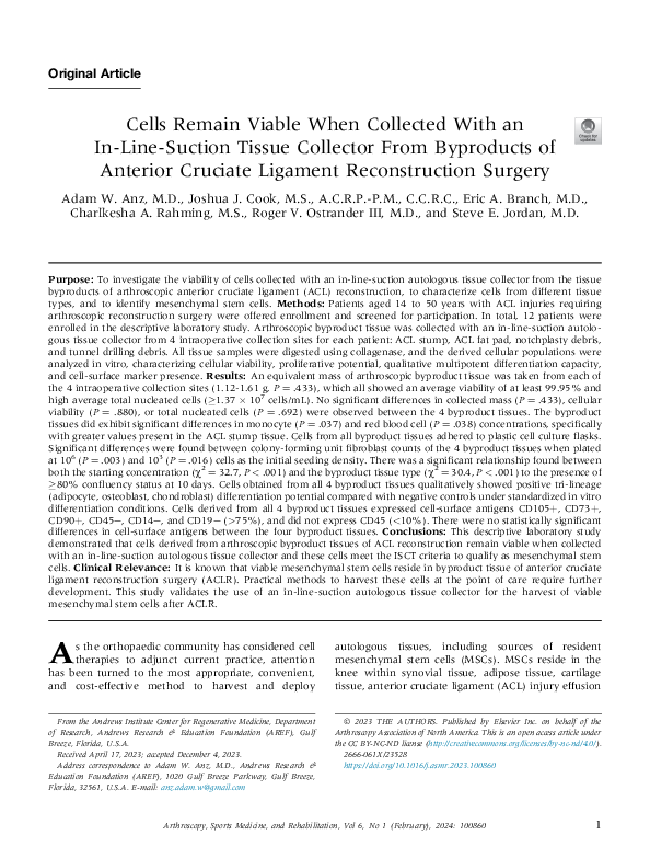 (PDF) Cells Remain Viable When Collected With an In-Line-Suction Tissue ...