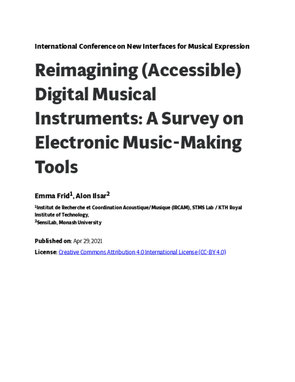 (PDF) Reimagining (Accessible) Digital Musical Instruments: A Survey on ...