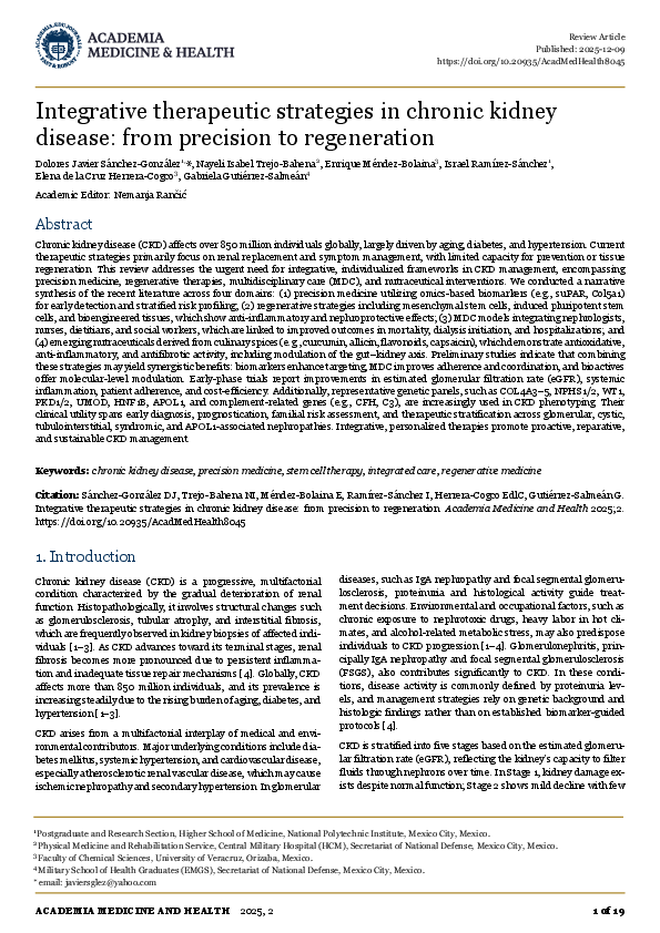 (PDF) Integrative therapeutic strategies in chronic kidney disease ...