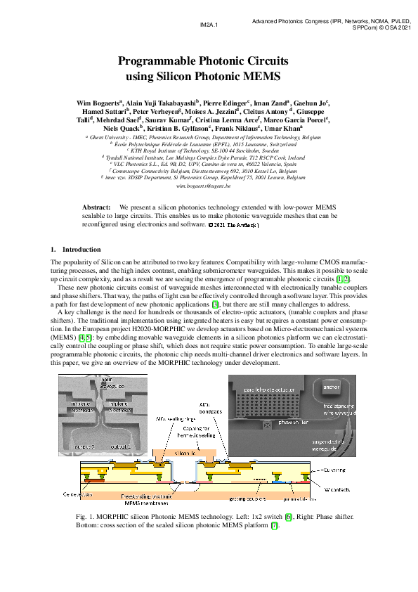 (PDF) Programmable Photonic Circuits using Silicon Photonic MEMS