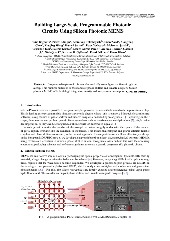 (PDF) Building Large-Scale Programmable Photonic Circuits Using Silicon ...