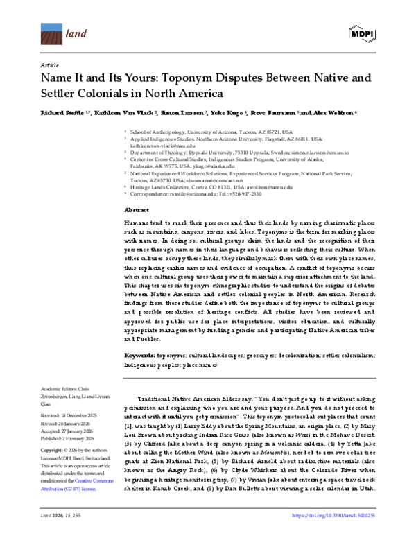 (PDF) Name It and Its Yours: Toponym Disputes Between Native and ...