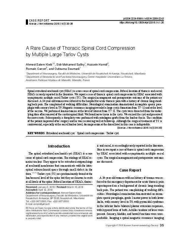 (PDF) A Rare Cause of Thoracic Spinal Cord Compression by Multiple ...