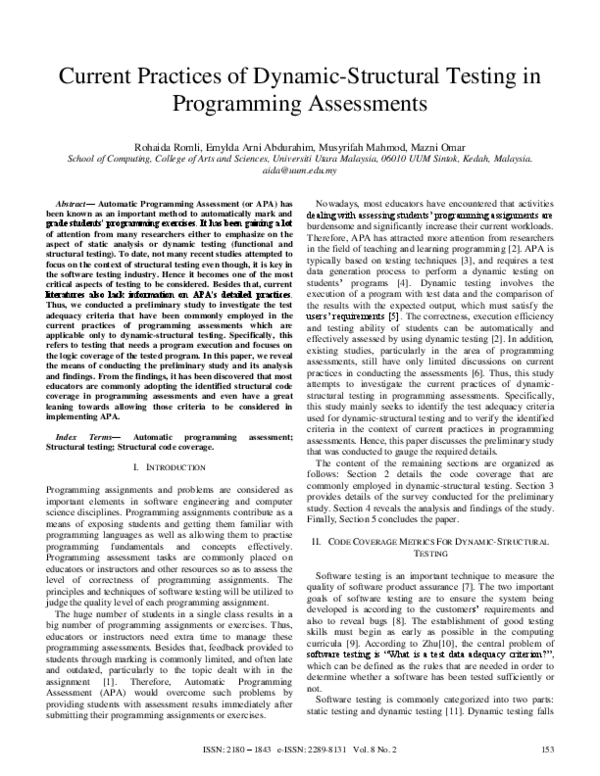 (PDF) Current Practices of Dynamic-Structural Testing in Programming ...