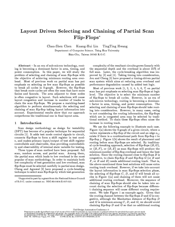 (PDF) Layout driven selecting and chaining of partial scan flip-flops
