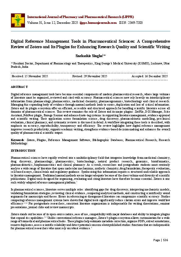 (PDF) Digital Reference Management Tools in Pharmaceutical Sciences: A ...