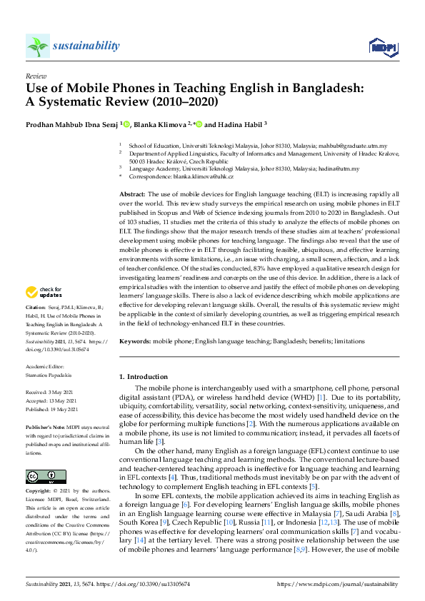 (PDF) Use of Mobile Phones in Teaching English in Bangladesh: A ...
