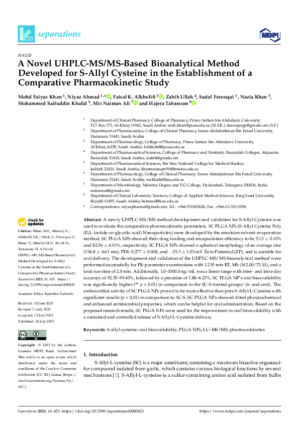 (PDF) A Novel UHPLC-MS/MS-Based Bioanalytical Method Developed for S ...