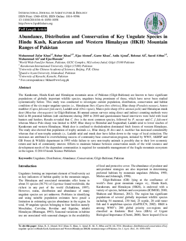(PDF) Abundance, Distribution and Conservation of Key Ungulate Species ...