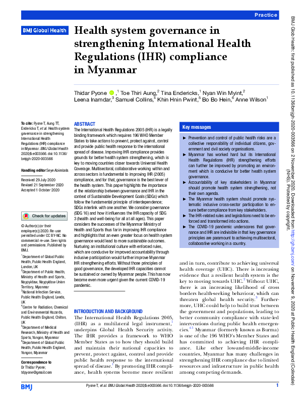 (PDF) Health system governance in strengthening International Health ...
