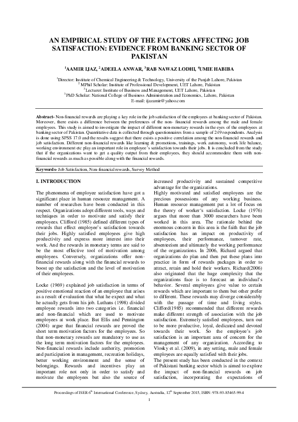 (PDF) An Empirical Study of the Factors Affecting Job Satisfaction ...