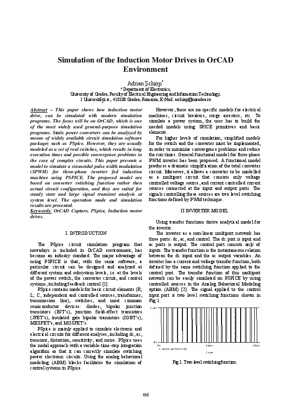 (PDF) Simulation of the Induction Motor Drives in OrCAD Environment