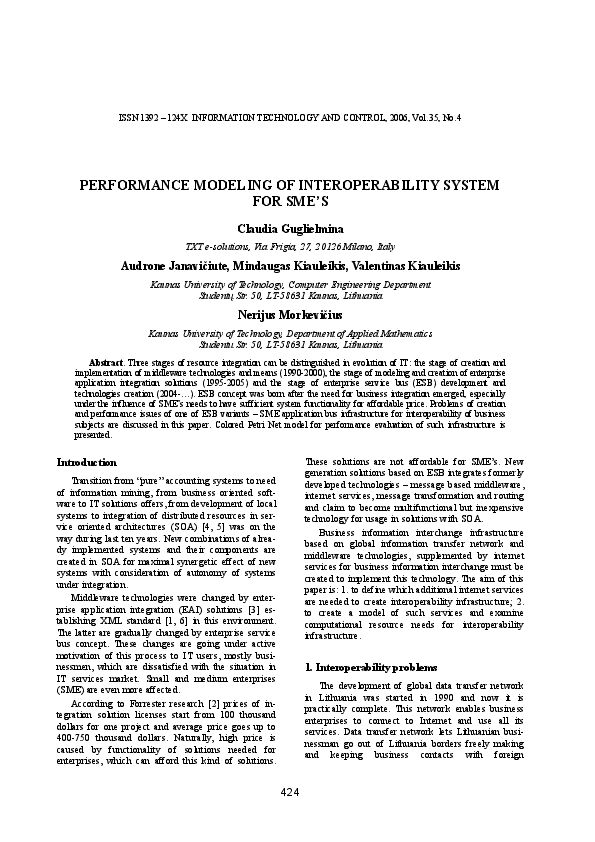 (PDF) Performance Modeling of Interoperability System for Sme's