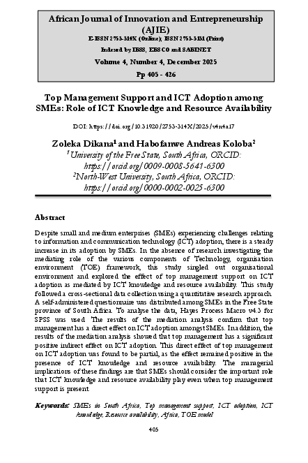 (PDF) Top Management Support and ICT Adoption among SMEs: Role of ICT ...