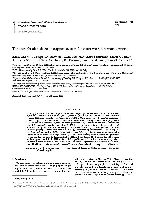 (PDF) The drought-alert decision support system for water resources ...