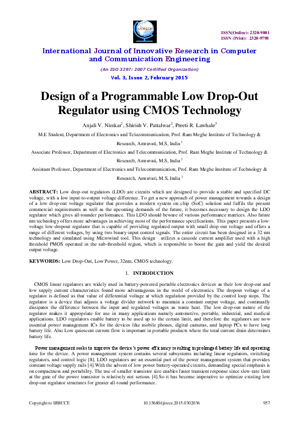 (PDF) Design of a Programmable Low Drop-OutRegulator using CMOS Technology