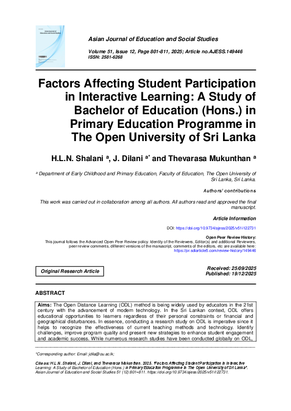 (PDF) Factors Affecting Student Participation in Interactive Learning ...