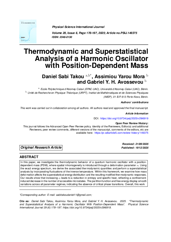 (PDF) Thermodynamic and Superstatistical Analysis of a Harmonic ...