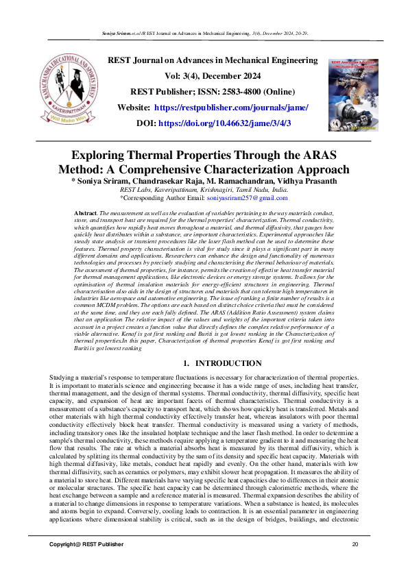 (PDF) Exploring Thermal Properties Through the ARAS Method: A ...