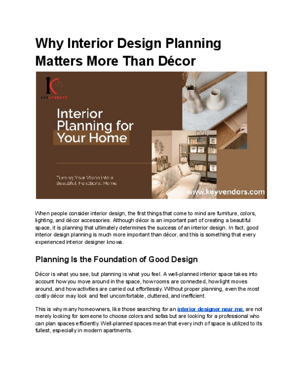 (PDF) Why Interior Design Planning Matters More Than Décor