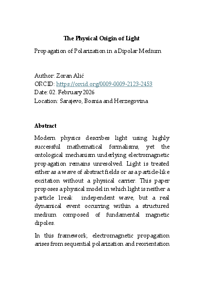 (PDF) The Physical Origin of Light Propagation of Polarization in a ...