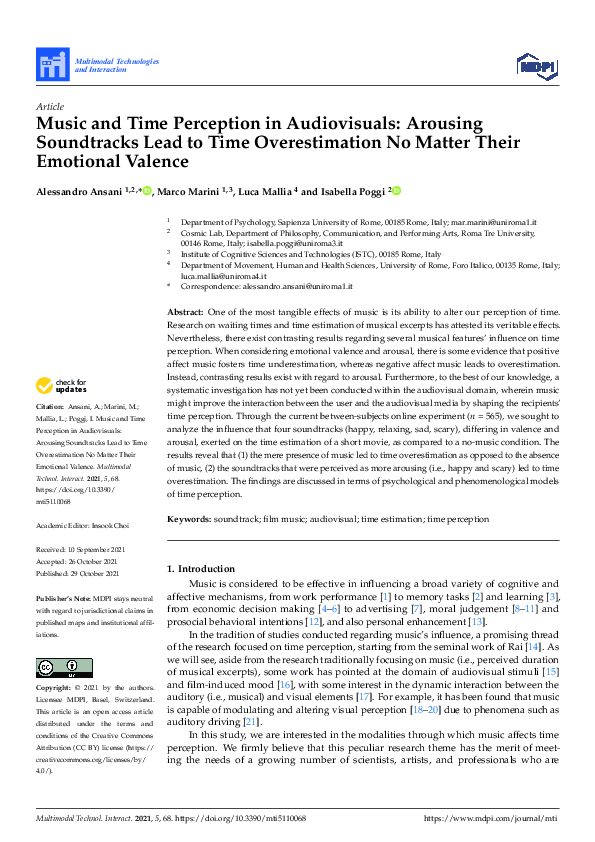 (PDF) Music and Time Perception in Audiovisuals: Arousing Soundtracks ...