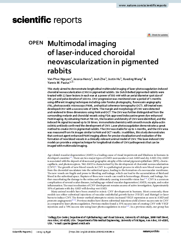(PDF) Multimodal imaging of laser-induced choroidal neovascularization ...